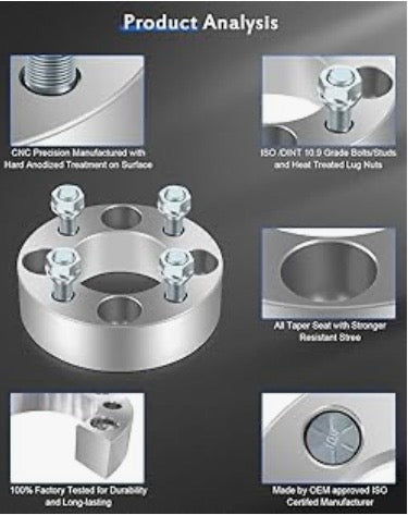 1.5" Machined Wheel Spacers for Denago Golf Carts – Fits All Models (Set of 4)